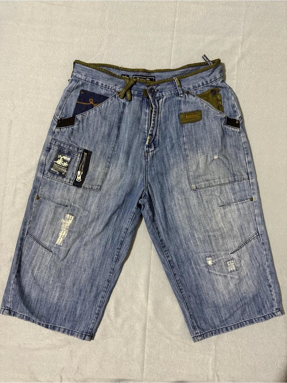 Vintage LRG Lifted Research Group Jean Shorts Mens 38 Blue Baggy Denim Y2K Skate